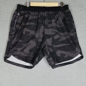 Zyia Active Shorts Adult Large Black Camo 7" Workout Gym Running Pull On Vented